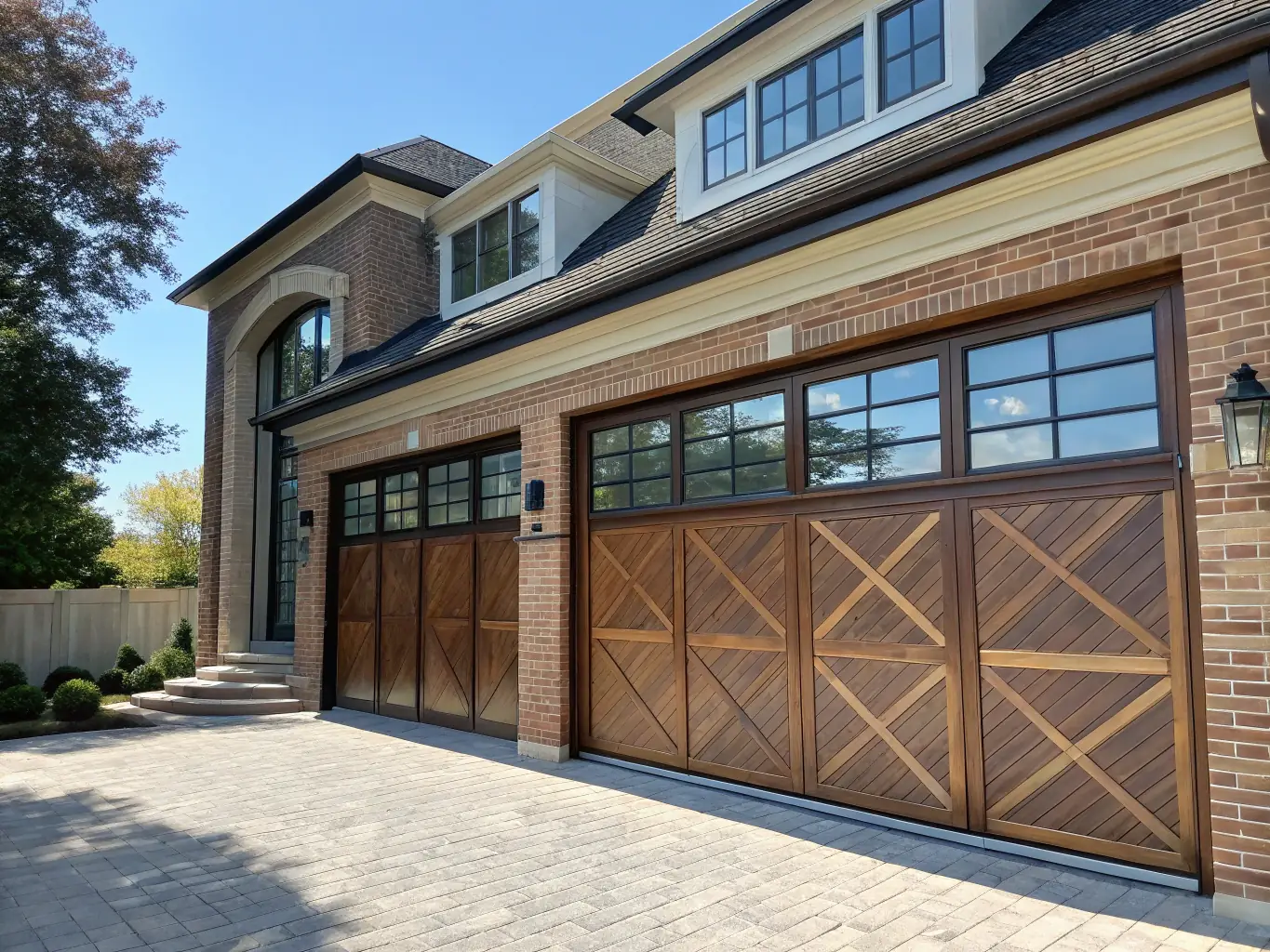 A photograph showcasing a variety of garage doors available at J&H Overhead Garage Doors, highlighting different styles and materials.