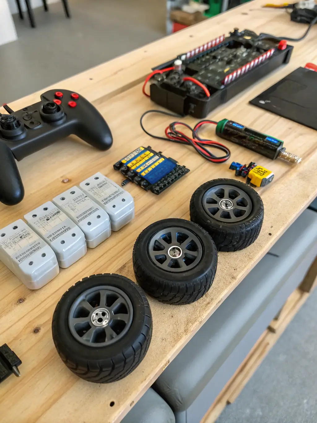 A display of various garage door parts and accessories, showcasing the parts sales service.