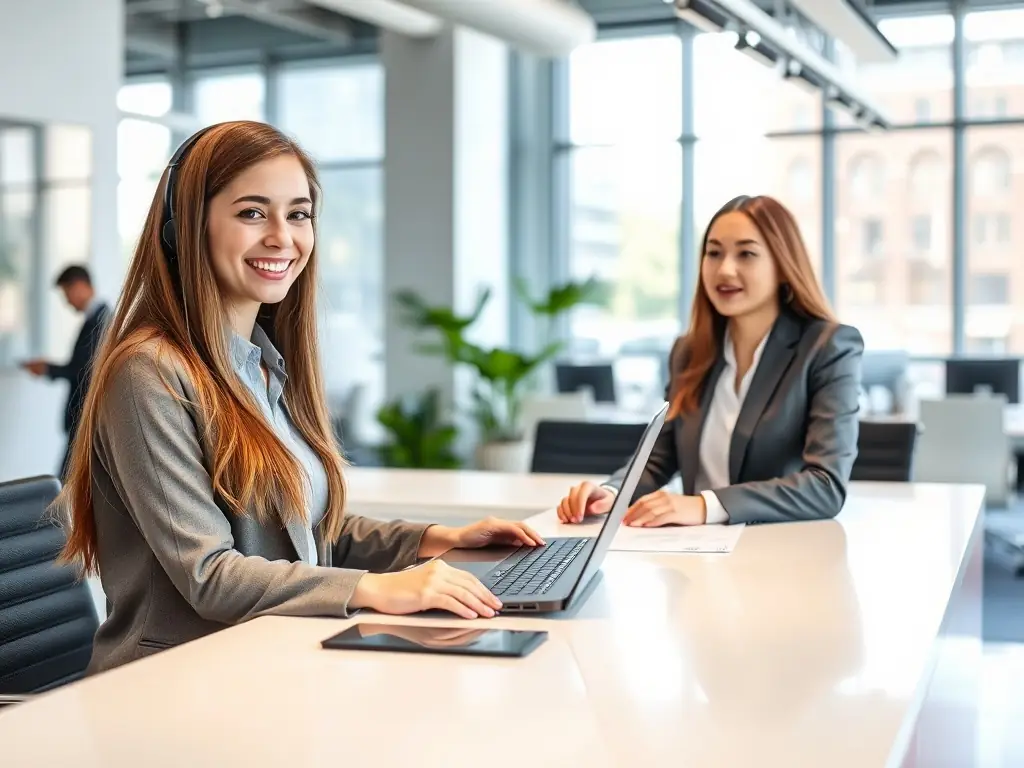 A friendly customer service representative assisting a client with their garage door needs, emphasizing the company's commitment to customer satisfaction.